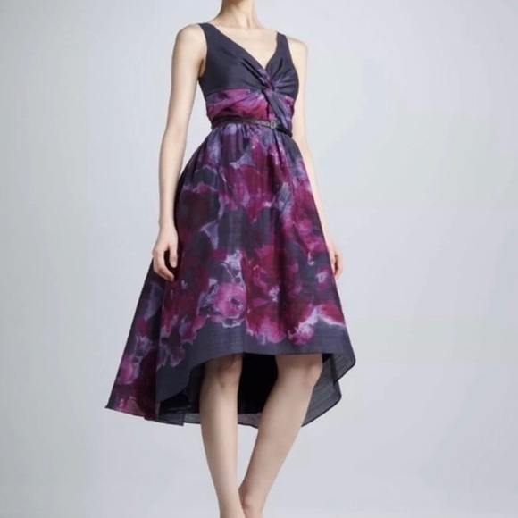 Lela Rose Floral High Low Fit & Flare Midi Dress - Picture 1 of 8